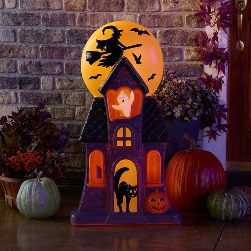 NWT Cracker Barrel Haunted House Blow Mold 36" Lighted‎ Purple Halloween RARE